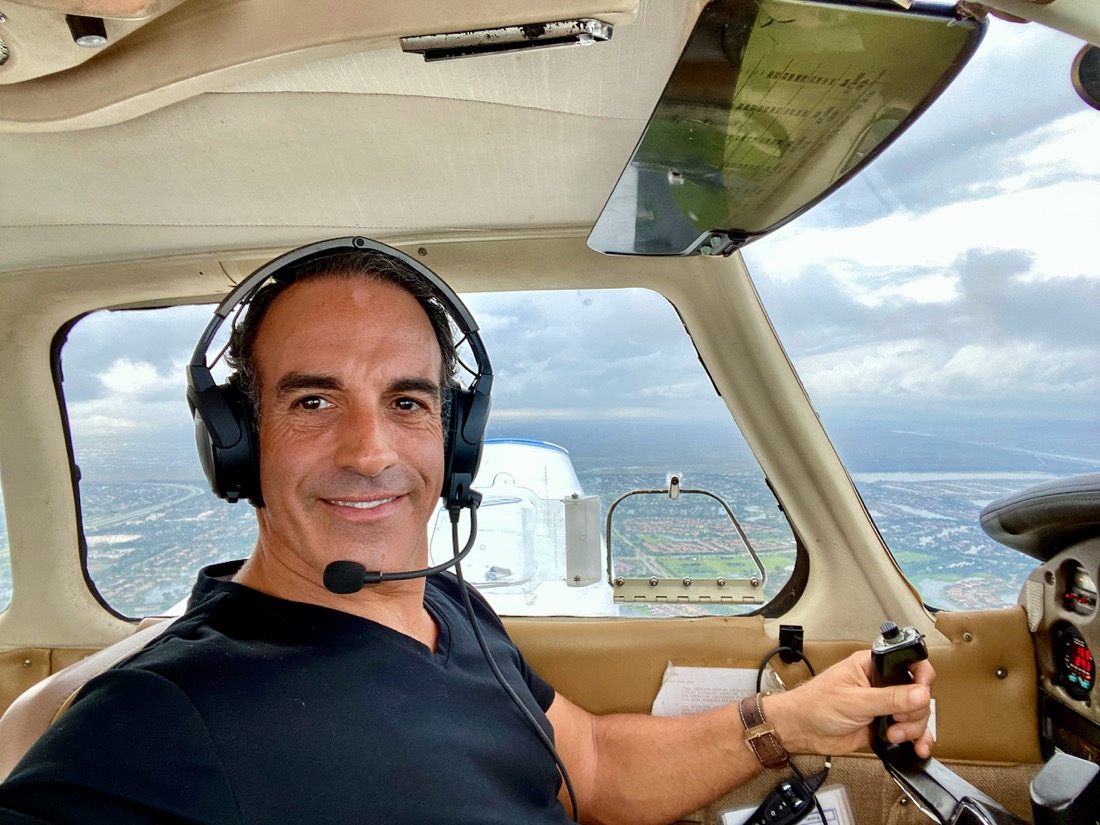 At the controls over the Florida coast